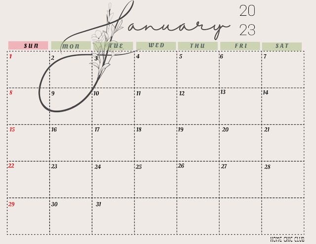 Free January 2023 Calendars