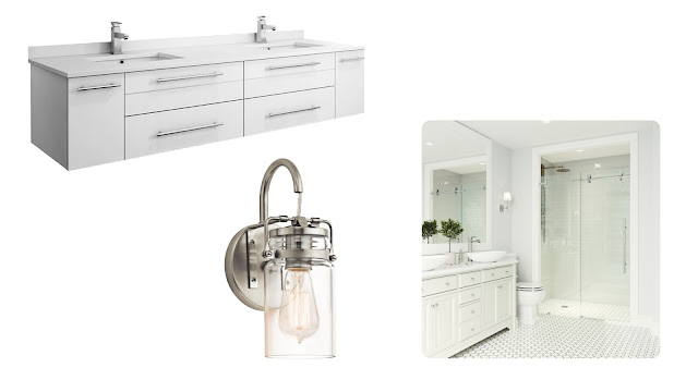 Various bathroom products for a modern minimalist design.