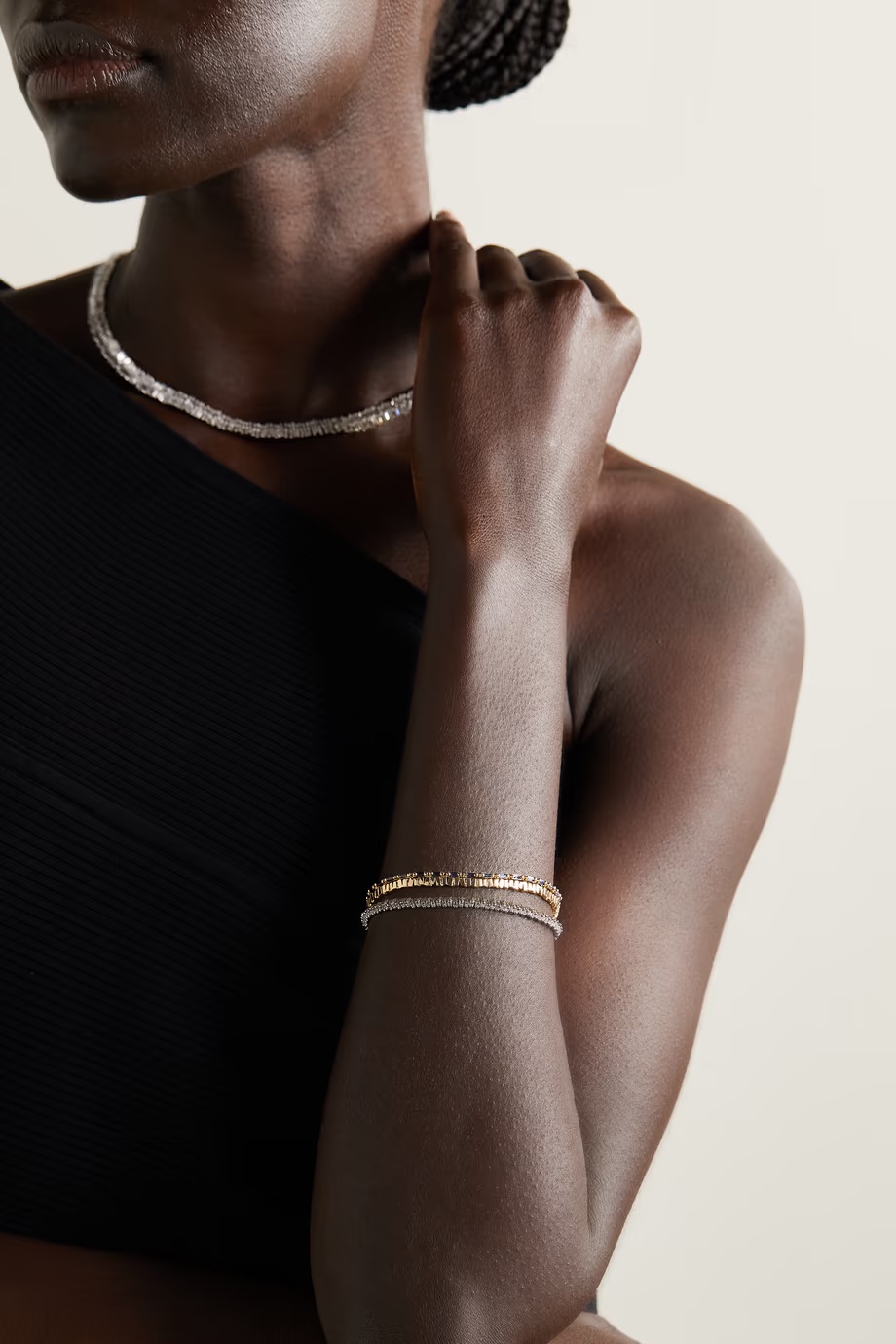SUZANNE KALAN 18-karat Gold Sapphire and Diamond Tennis Bracelet