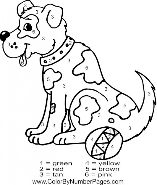 Online Dog Animal Color By Number Free Coloring Page Printable
