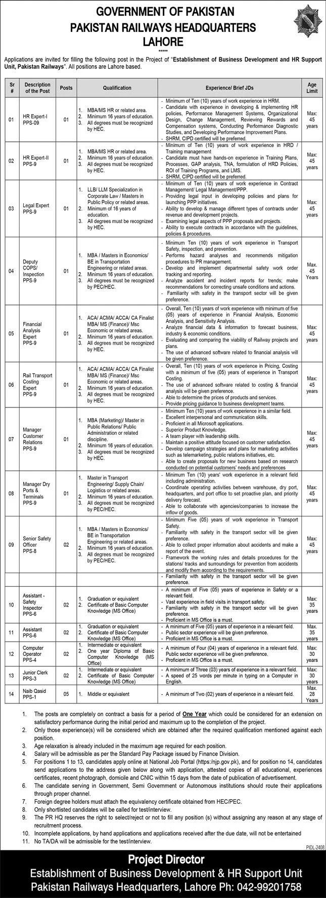 Pakistan Railways Jobs 2023 - AONE JOBS ALERT