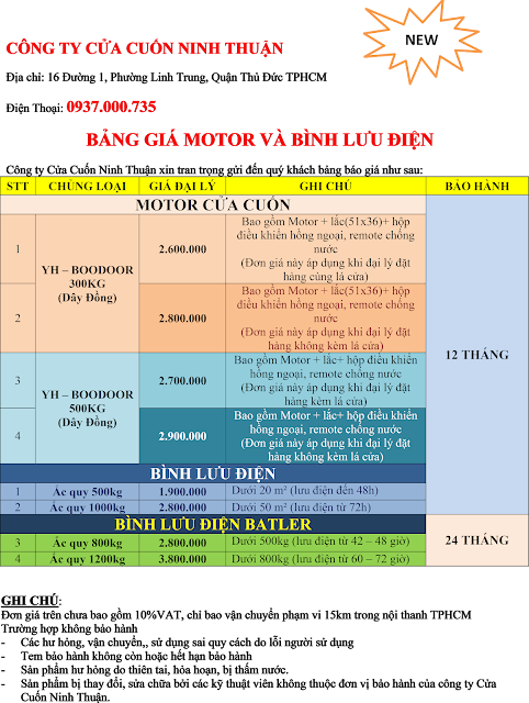 Bảng giá motor cửa cuốn quận bình tân tp hcm - 0937000735