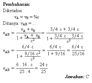 Pembahasan soal kecepatan relativistik