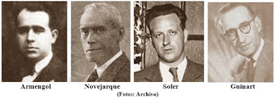 Los ilustres ajedrecistas Armengol, Novejarque, Soler y Guinart