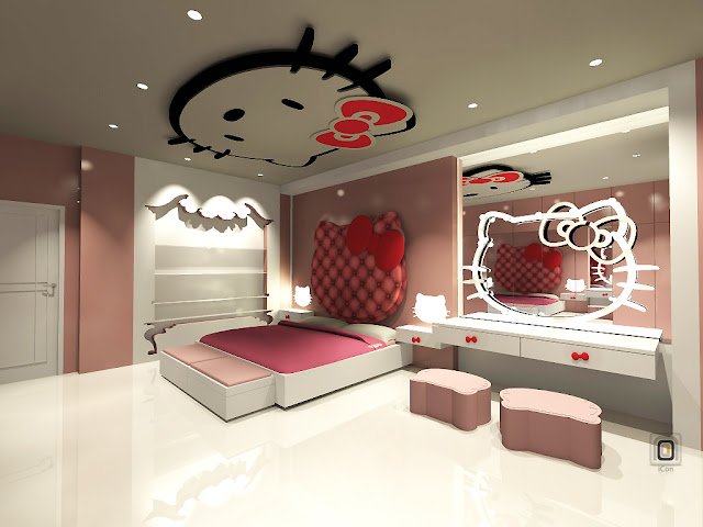 Desain Interior Kamar Hello Kitty Remaja Putri