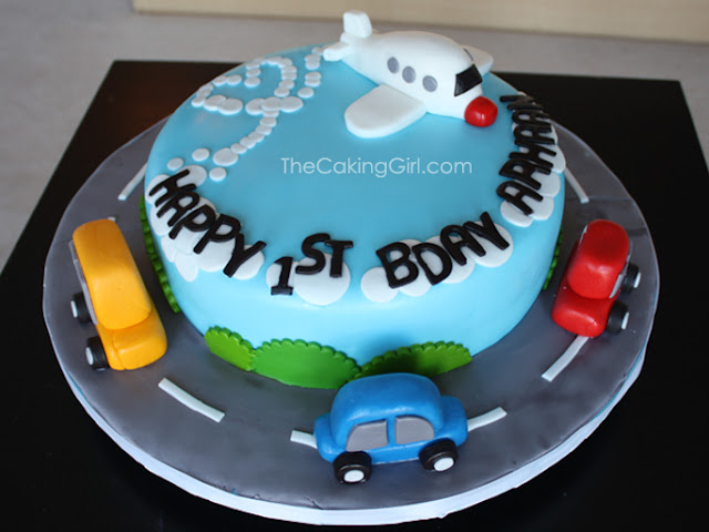 airplane and cars cake