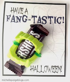 Printable Halloween Cards with plastic fangs and chocolate.