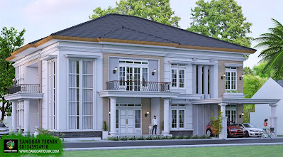 DESAIN RUMAH CLASIK MODERN TERBARU 2021 UKURAN 17x20 METER ( 2 LANTAI )