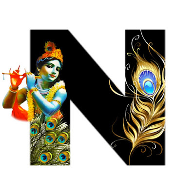 English Alphabets N with Lord Krishna Image