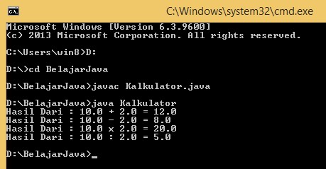 Program Kalkulator Sederhana Menggunakan Java