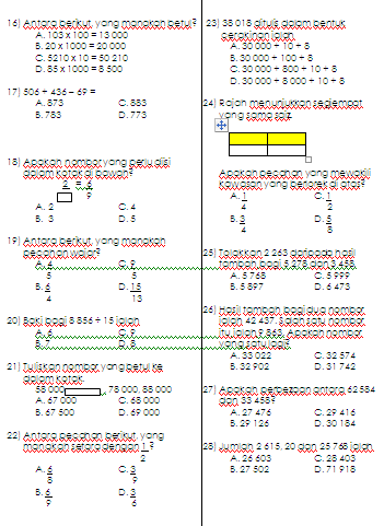 Contoh Kertas Soalan Matematik Tahun 2 Sjkt - Kuora j