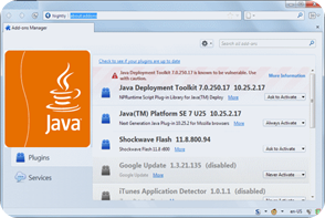 Current Version Java Plug-in