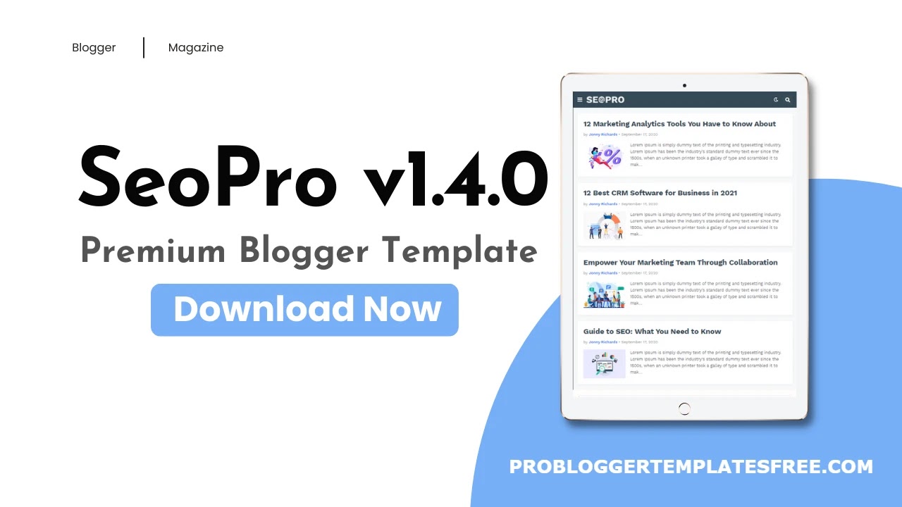 SeoPro Premium Blogger Template Free Download