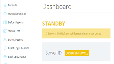 UNBK-STANDBY ID Server / SN Tidak Sesuai
