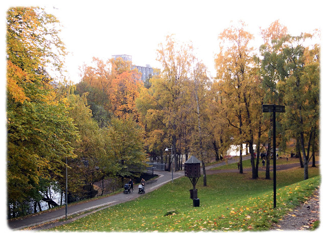 Utsikt nedover Kubaparken med Grünerløkka studentbolig på Nedre Foss i bakgrunnen.