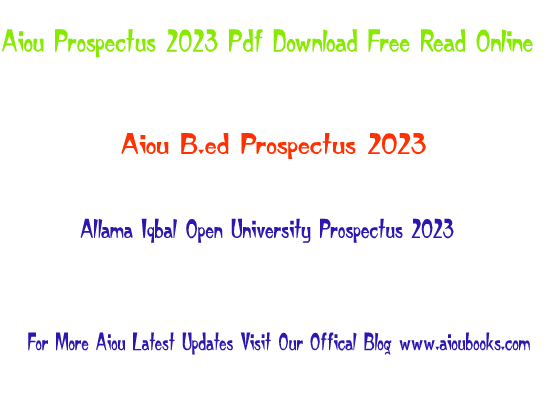 Aiou Prospectus 2023 Pdf Download