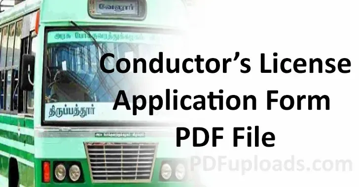 Tamil Nadu Bus Conductor’s License Application Form PDF