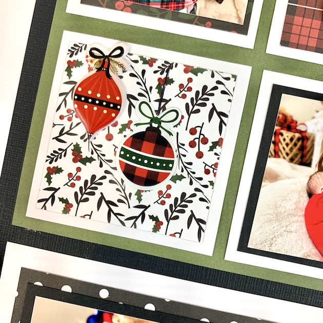 12x12 Christmas Scrapbook Page Layout with ornaments