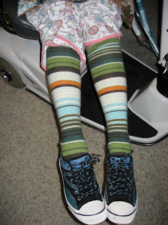 My legs in long striped socks