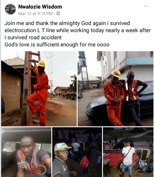  Photos: Corps member escapes death by electrocution a week after surviving motor accident