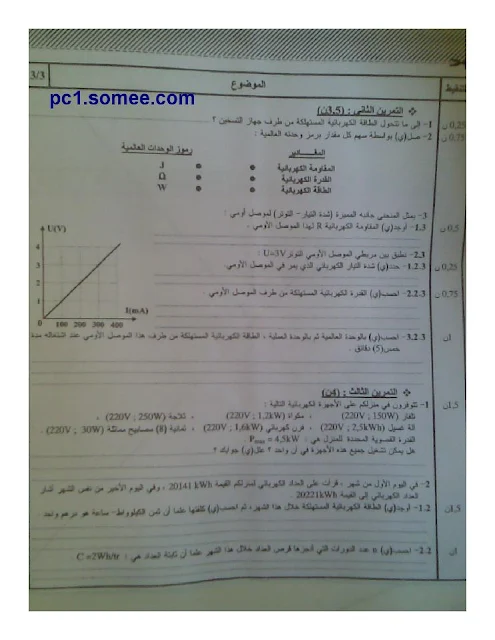 مواضيع الامتحان الجهوي لمادة الفيزياء و الكيمياء للسنة الثالثة ثانوي اعدادي - دورة يونيو 2012