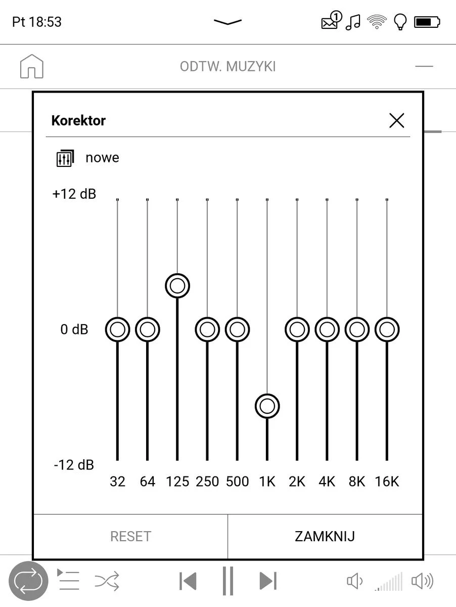 PocketBook Era – korektor graficzny w odwarzaczu muzyki