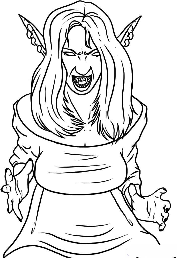 Download Vampire Girl Coloring Pages To Printable | Cartoon Coloring Pages