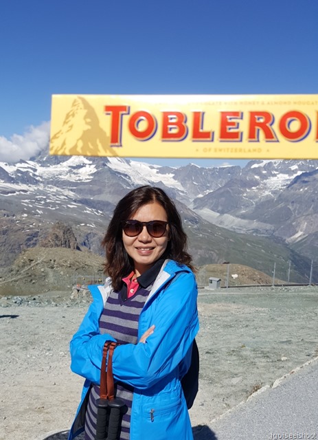 Fun shot of Matterhorn with Toblerone chocolate.