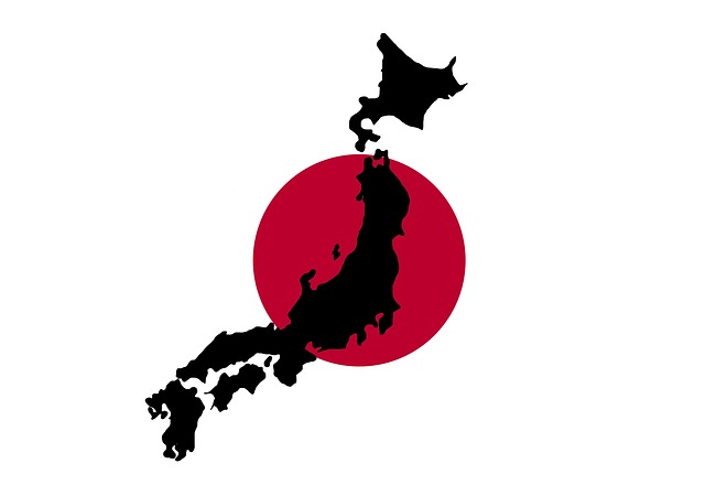 combined image of japanese flag and japan map.