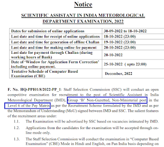 Pay Scale of SSC Scientific Assistant