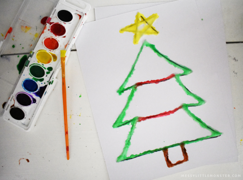 Christmas raised salt painting craft for kids