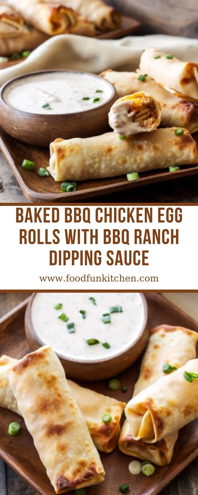 BAKED BBQ CHICKEN EGG ROLLS WITH BBQ RANCH DIPPING SAUCE