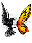O Corvo e a Borboleta. Ilustração para a edição recente da revista Mix de . (corvo borboleta)