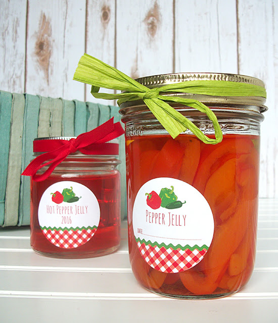 Gingham Hot Pepper Jelly Mason Jar Labels