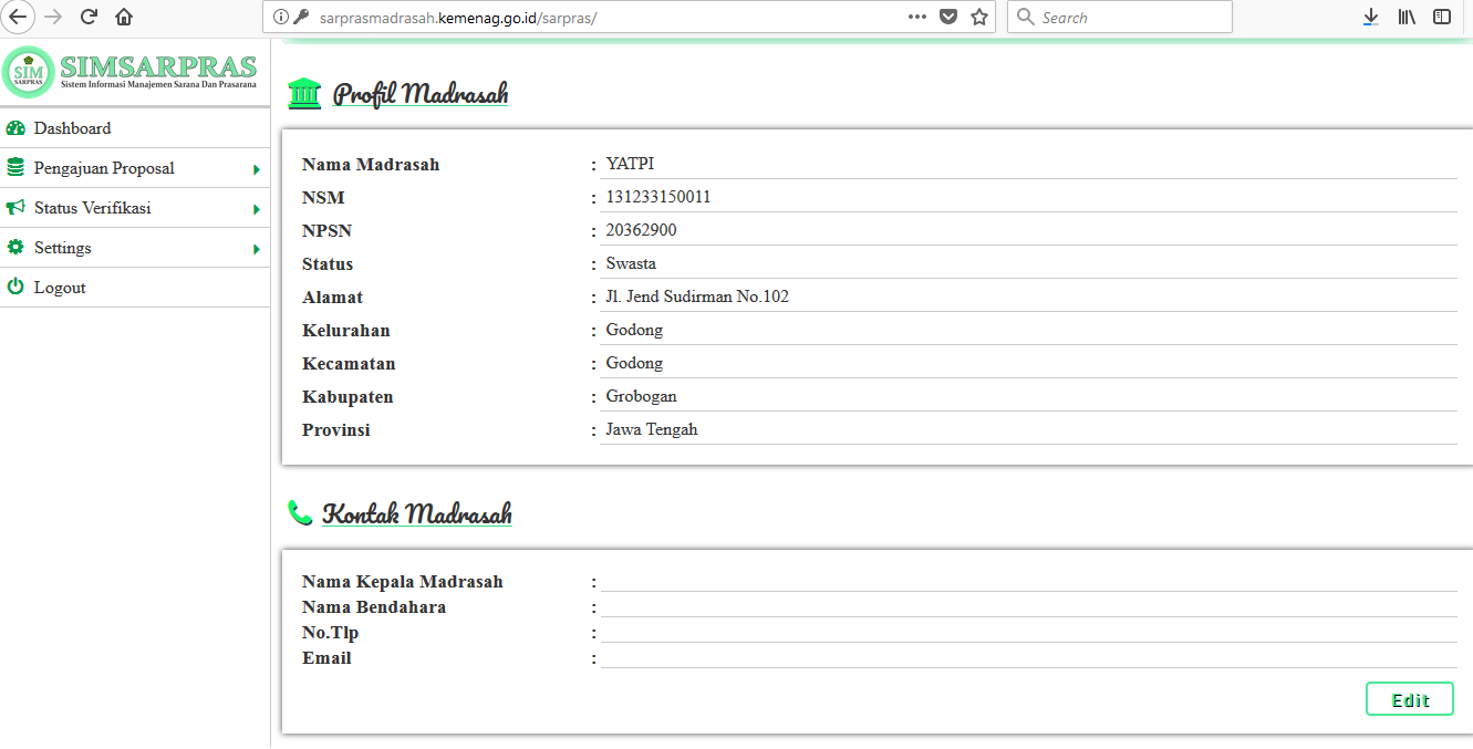 Cara Mengisi Kontak Madrasah di Aplikasi SIM Sarpras  Cara Mengisi Kontak Madrasah di Aplikasi SIM Sarpra