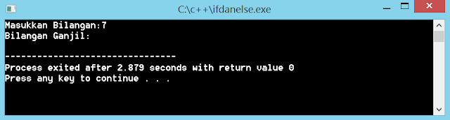 contoh program c++ Bilangan ganjil genap sederhana dengan if dan else 