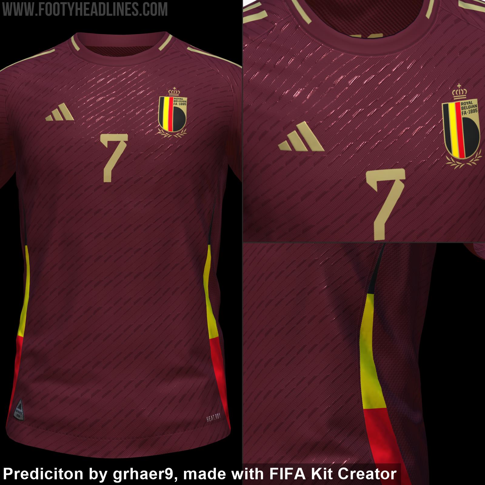 adidas Belgium Home Jersey 2022-2023 incl. Euro 2024 Qualifying Patch Set