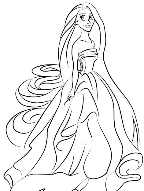 Easy To Color Tangled Coloring Pages Girls
