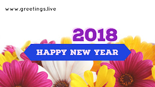 all in one colour flowers "Happy New Year 2018 Wishes" 