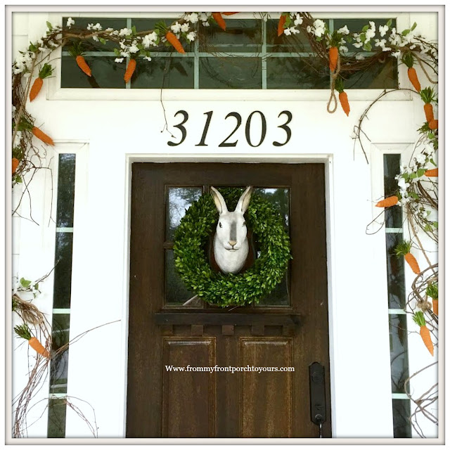 Early Spring Front Porch-Bunny Wreath-Carrot Garland-From My Front Porch To Yours