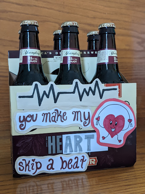 Decorated beer box, Hershey beer, gift for him, Valentine's gift, beer gift, beer saying, heart skip a beat