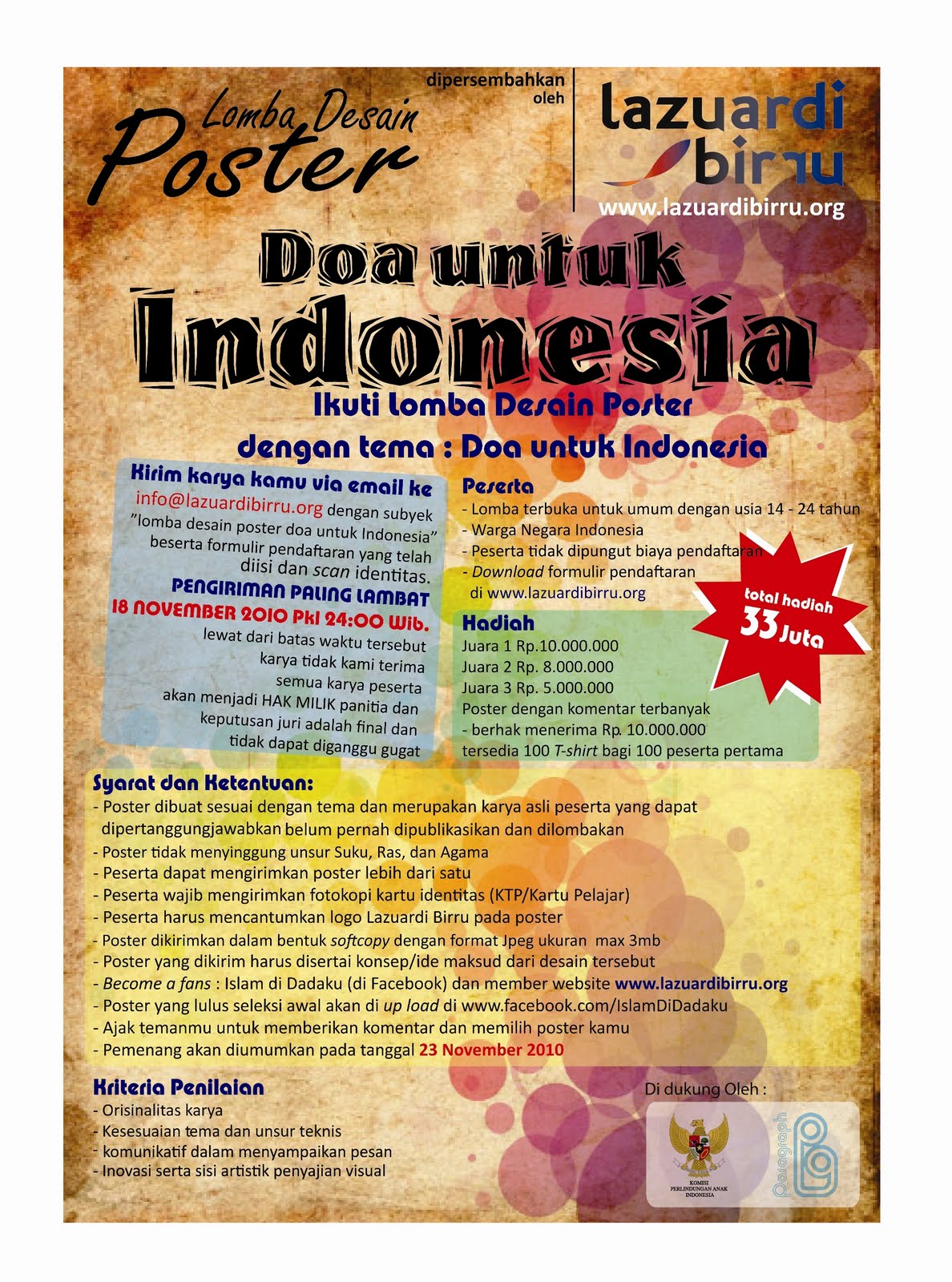 Lazuardi Birru Ikuti Lomba Desain  Poster  Pray For Indonesia  
