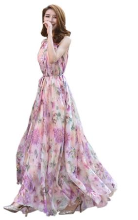 Women's Chiffon Floral Holiday Beach Bridesmaid - Maxi Dress Sundress