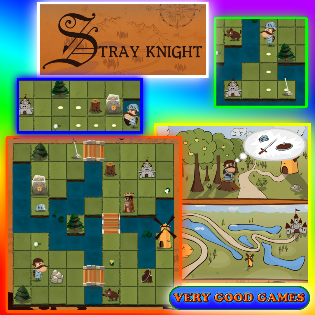 A banner for playing free RPG quest Stray Knight online on the gaming blog Very Good Games