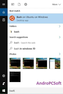 The bash is showing in stat menu on Windows 10 Anniversary Update.