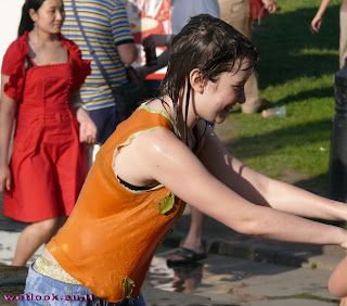 Teen in a fountain