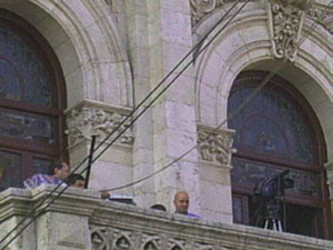 Carlos Flores en el balcon del ayuntamiento de Valladolid