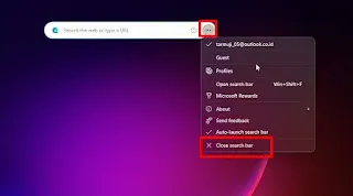 Menampilkan Search Bar Microsoft Edge