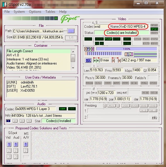 GSpot v2.70a [Portable][Visualiza las características y codecs de un archivo de vídeo o audio]