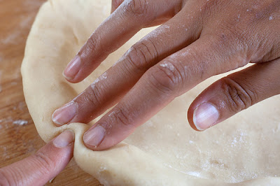 Press index finger into dough